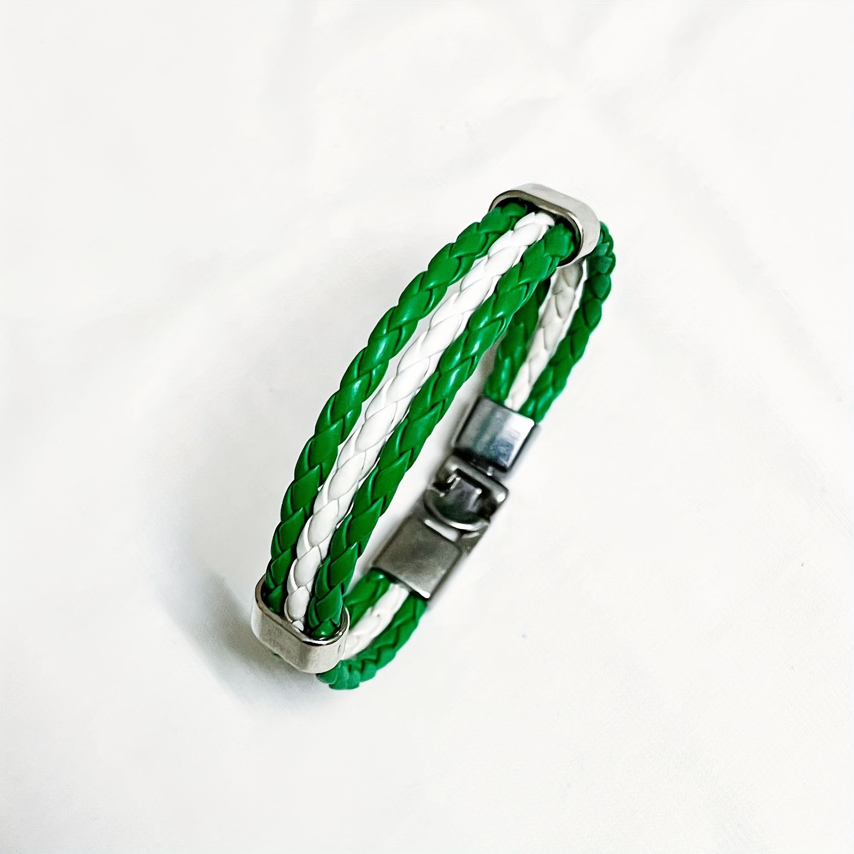 Red/Green Braided Flag Bracelet with Buckle